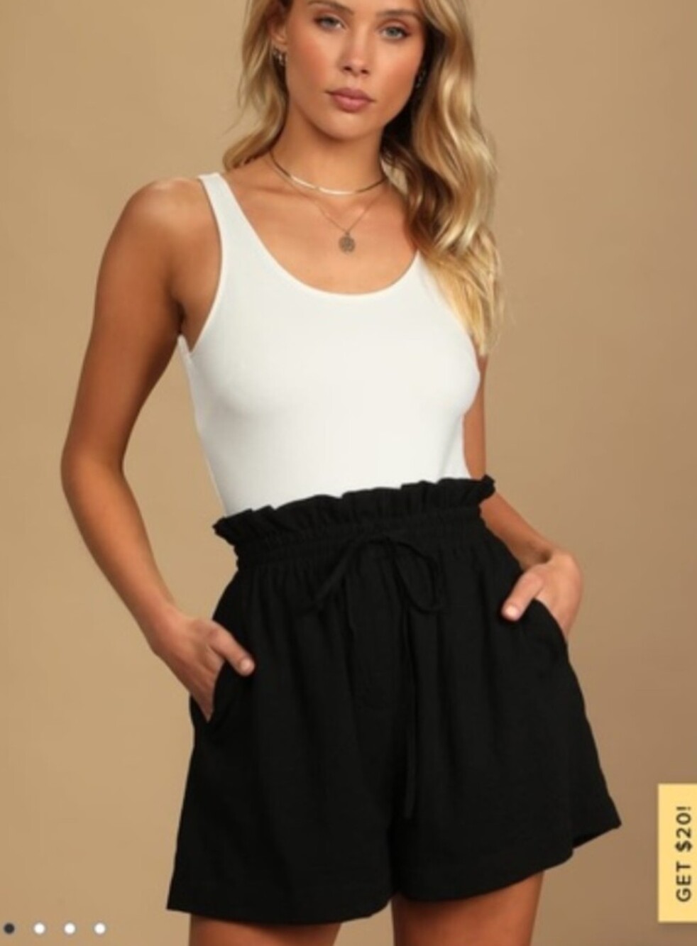 Lulu's Black Stretchable Waist Pleated Skirt/Shorts With Pockets
